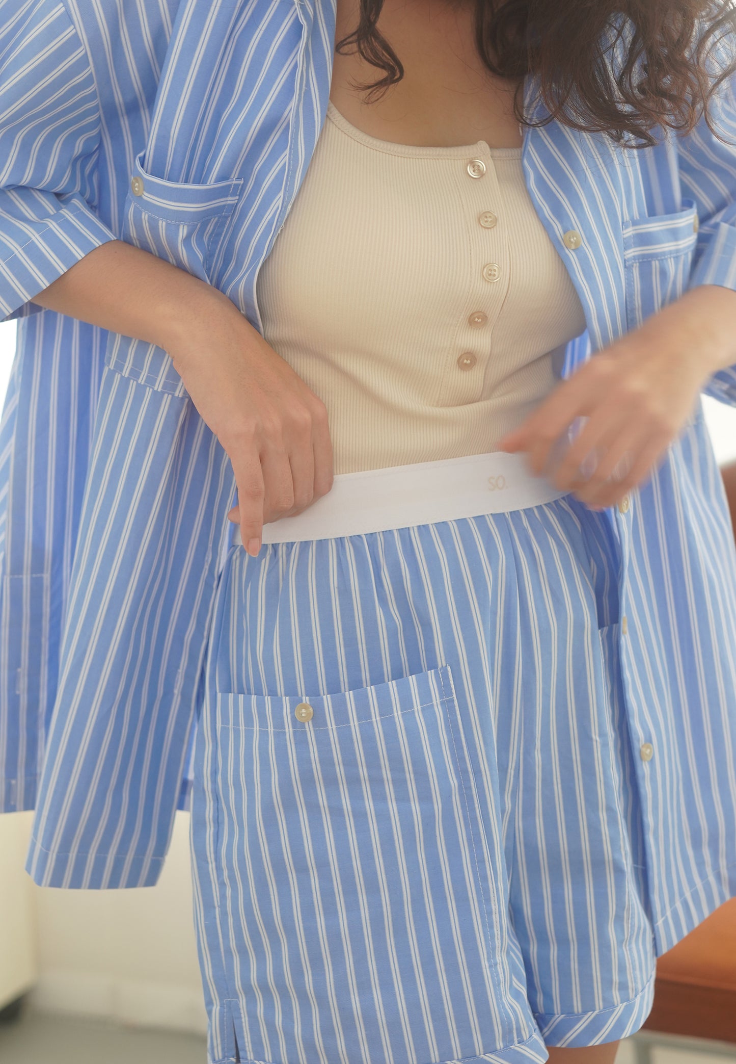 Snuggle Striped Box Short dark blue