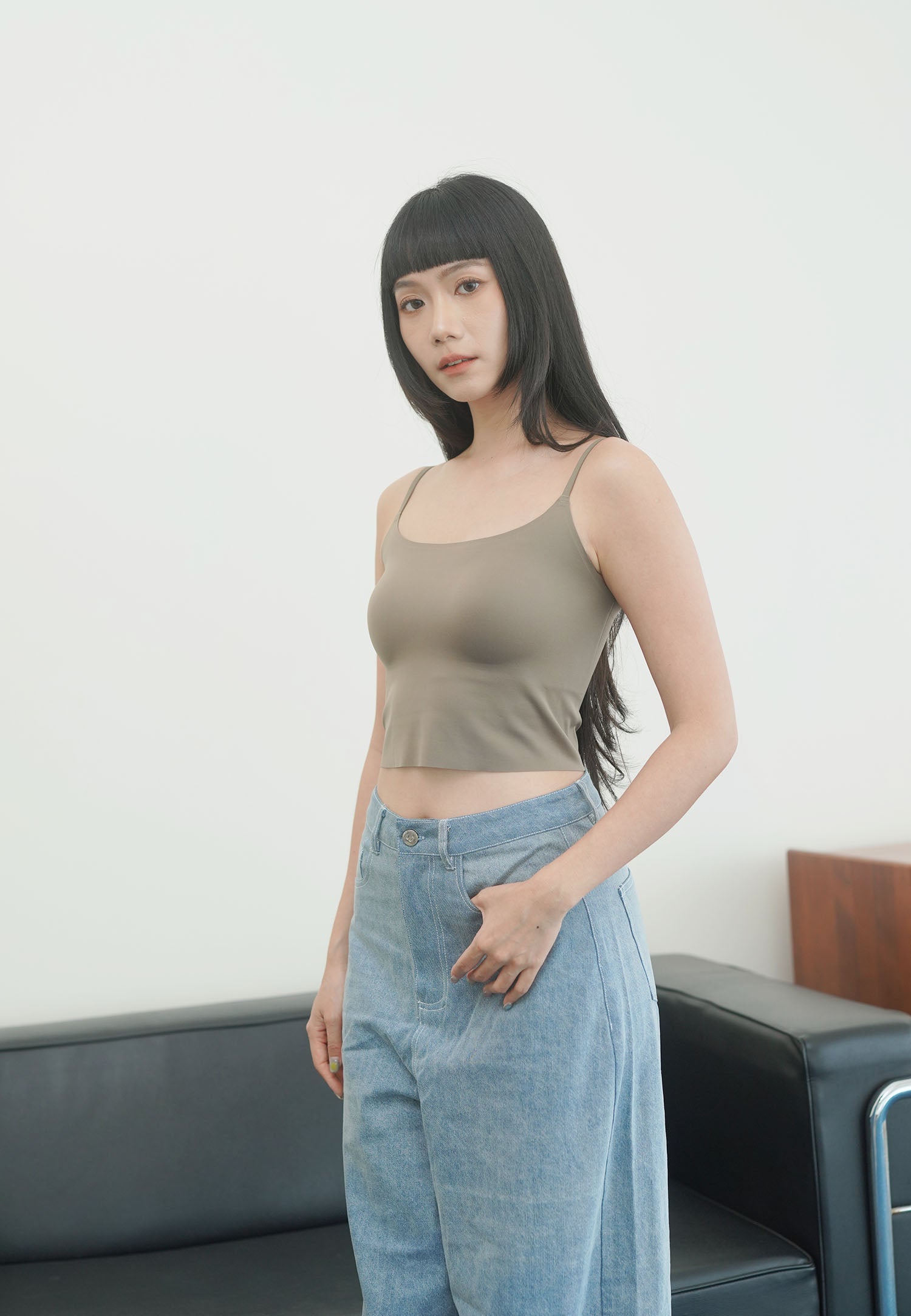 SMOOTHIE SEAMLESS BRA TOP ash green (defected)