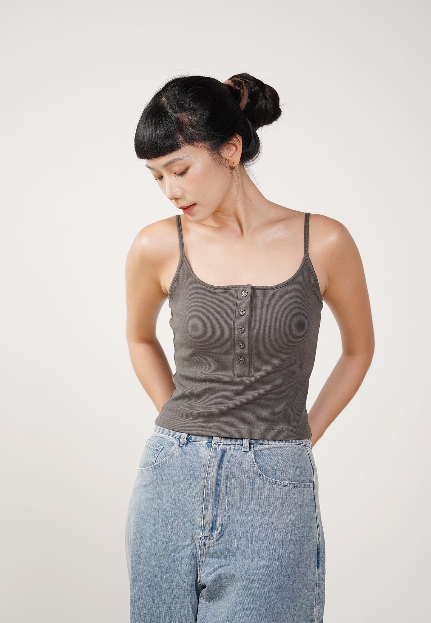 PADDED TANK TOP charcoal