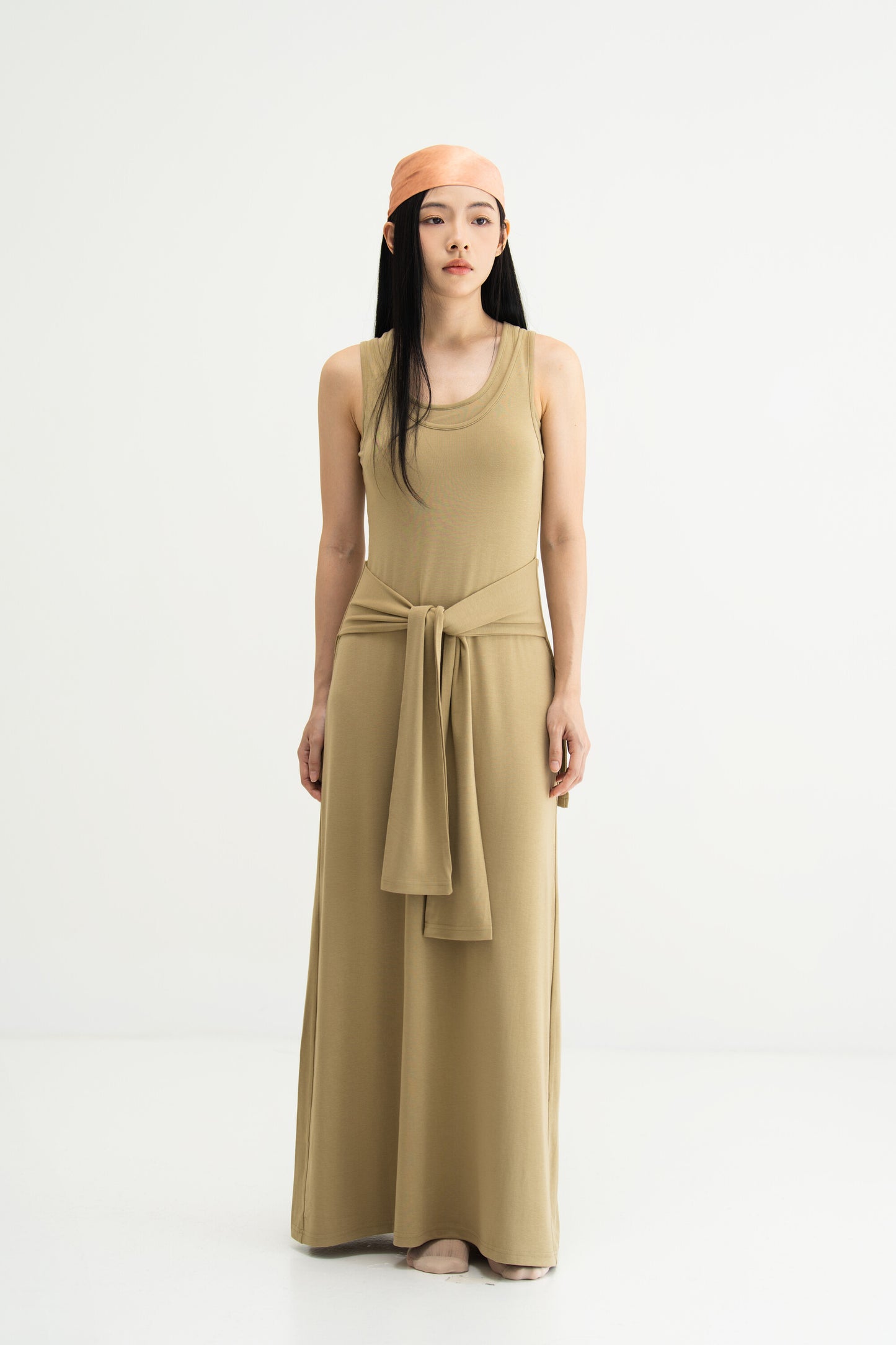 WES x SO | Waist Tie Tank Bra Dress (Khaki)
