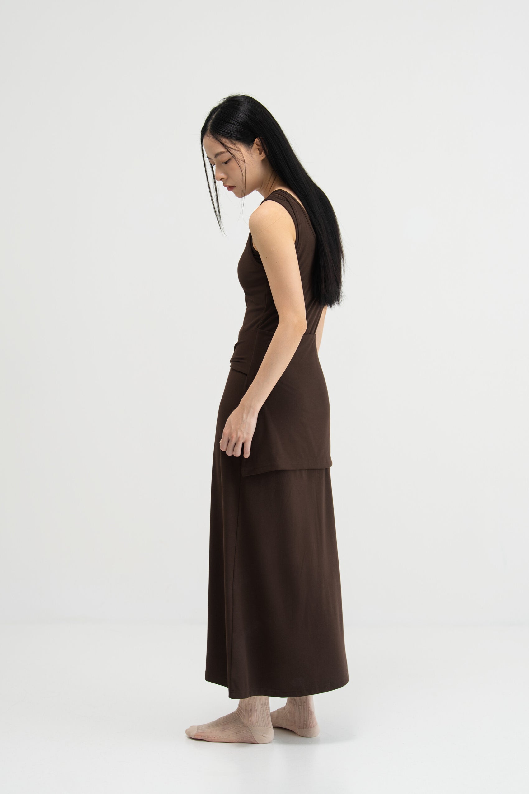 WES x SO | Waist Tie Tank Bra Dress (Brown)