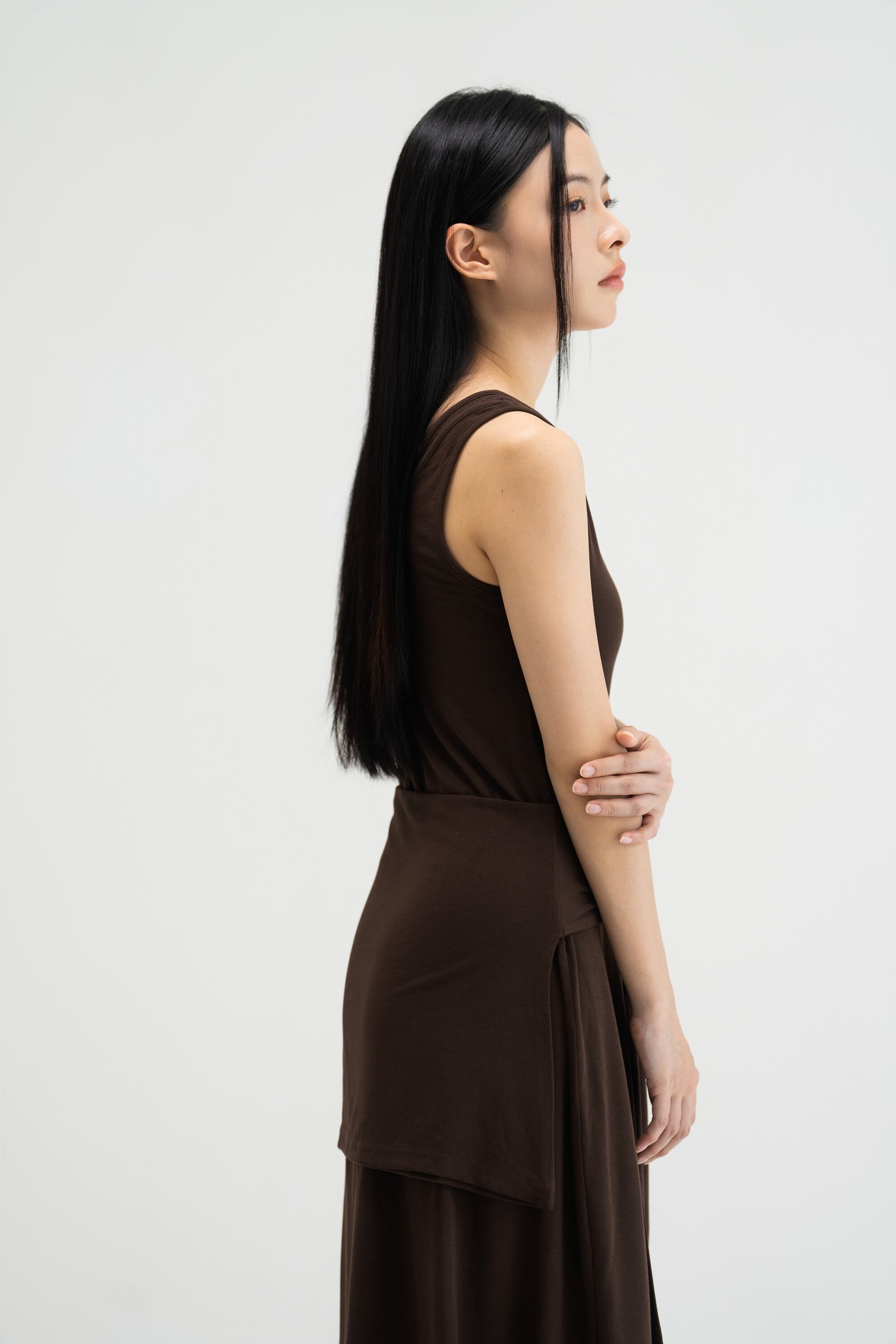 WES x SO | Waist Tie Tank Bra Dress (Brown)