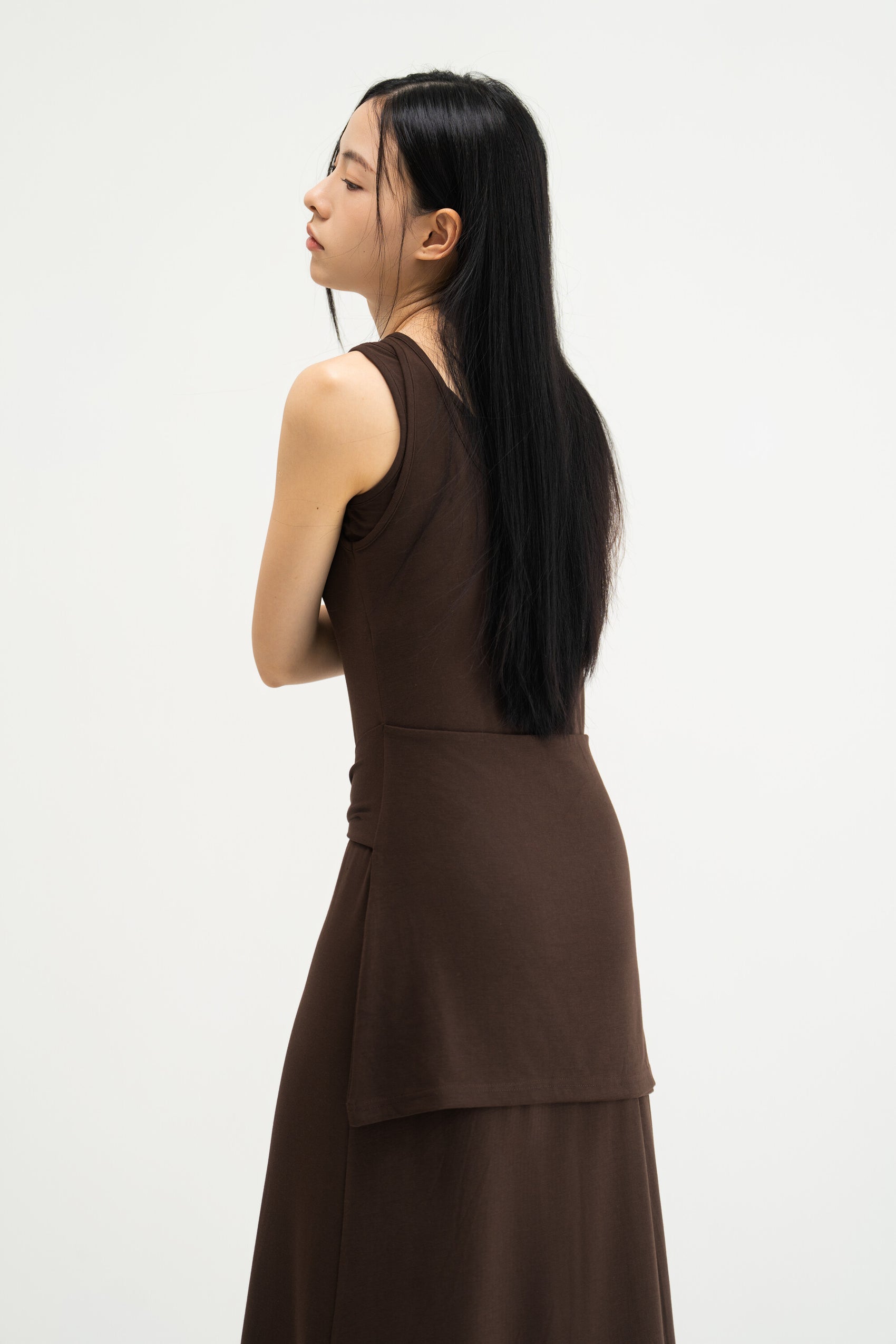WES x SO | Waist Tie Tank Bra Dress (Brown)