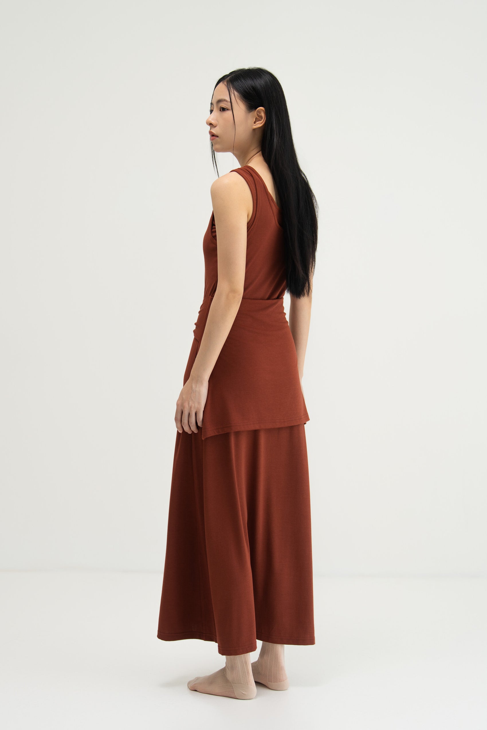 WES x SO | Waist Tie Tank Bra Dress (Rust)