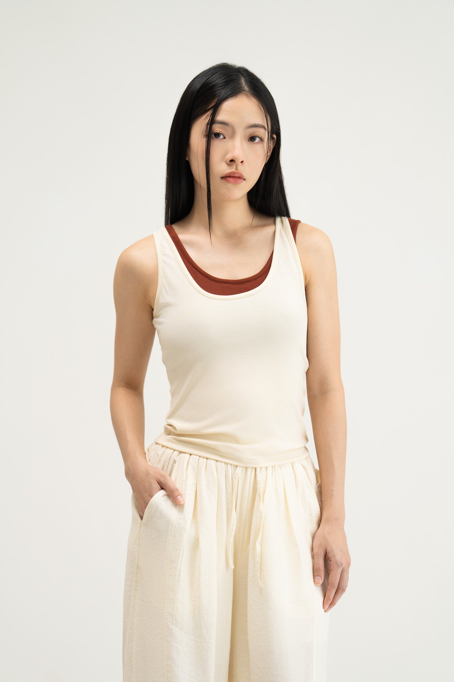 WES x SO | Two Piece Tank Bra Top (Cream / Rust)