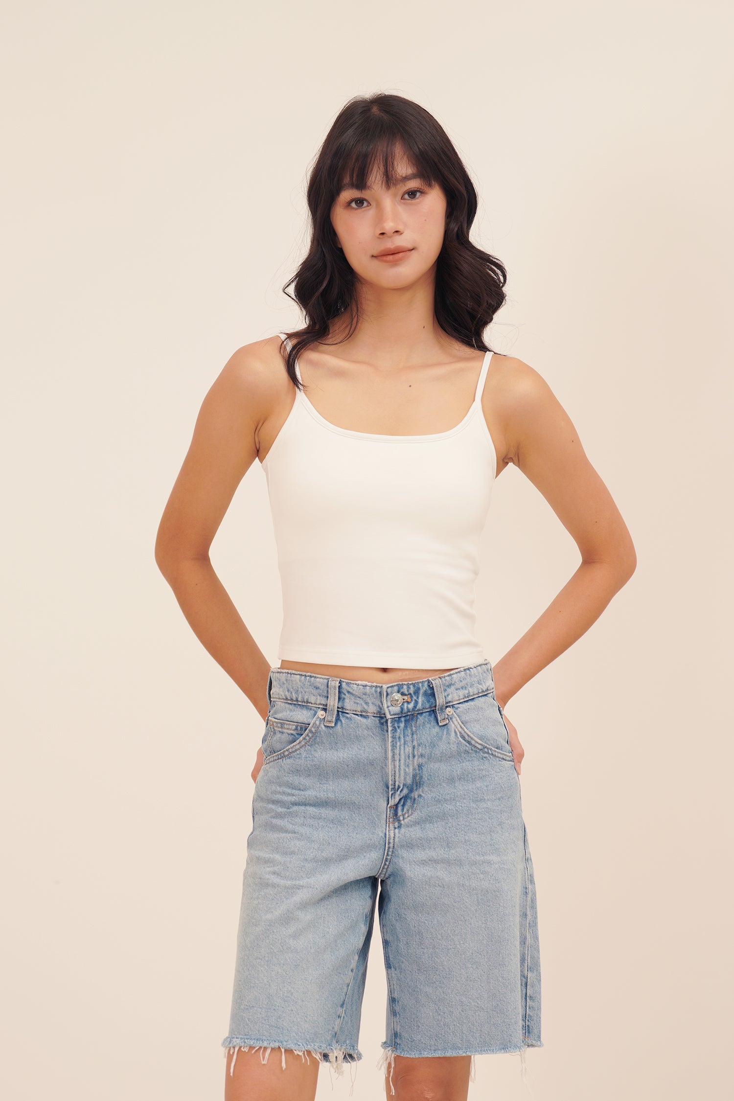 HUG ME STRAP TANK white