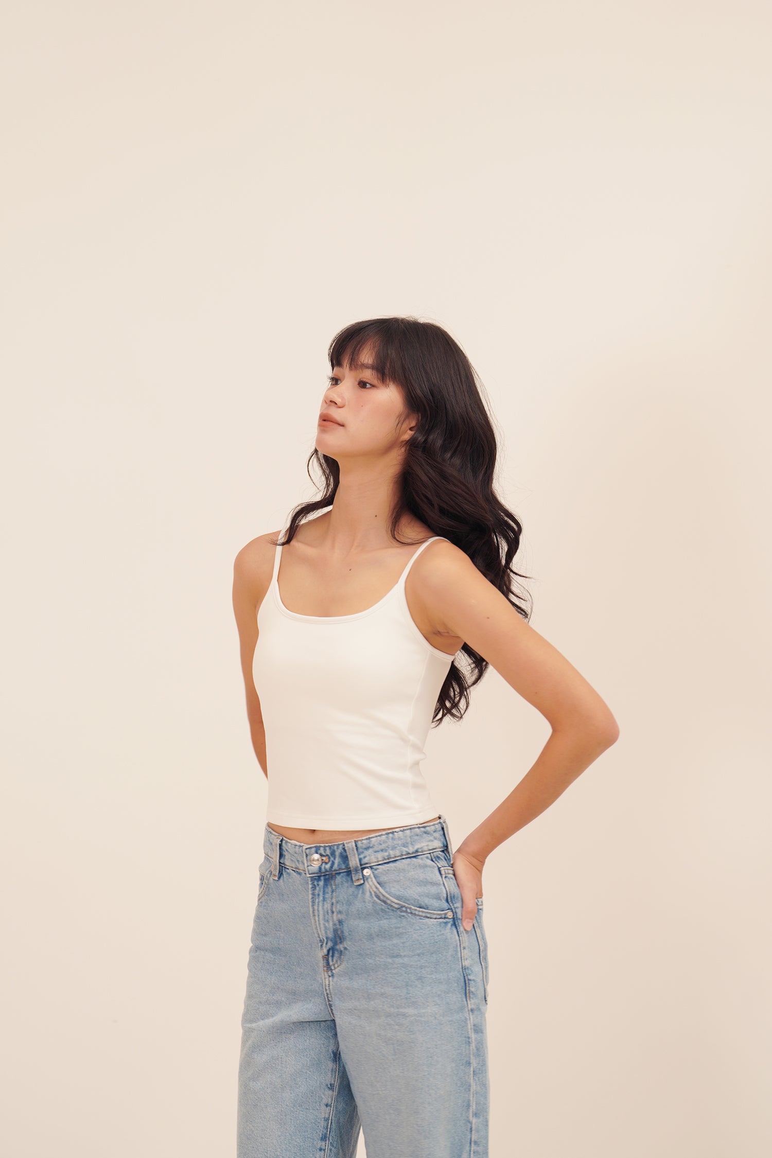 HUG ME STRAP TANK white