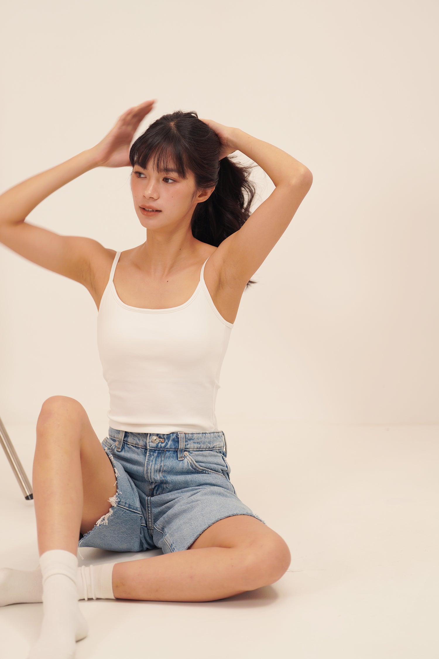 HUG ME STRAP TANK white