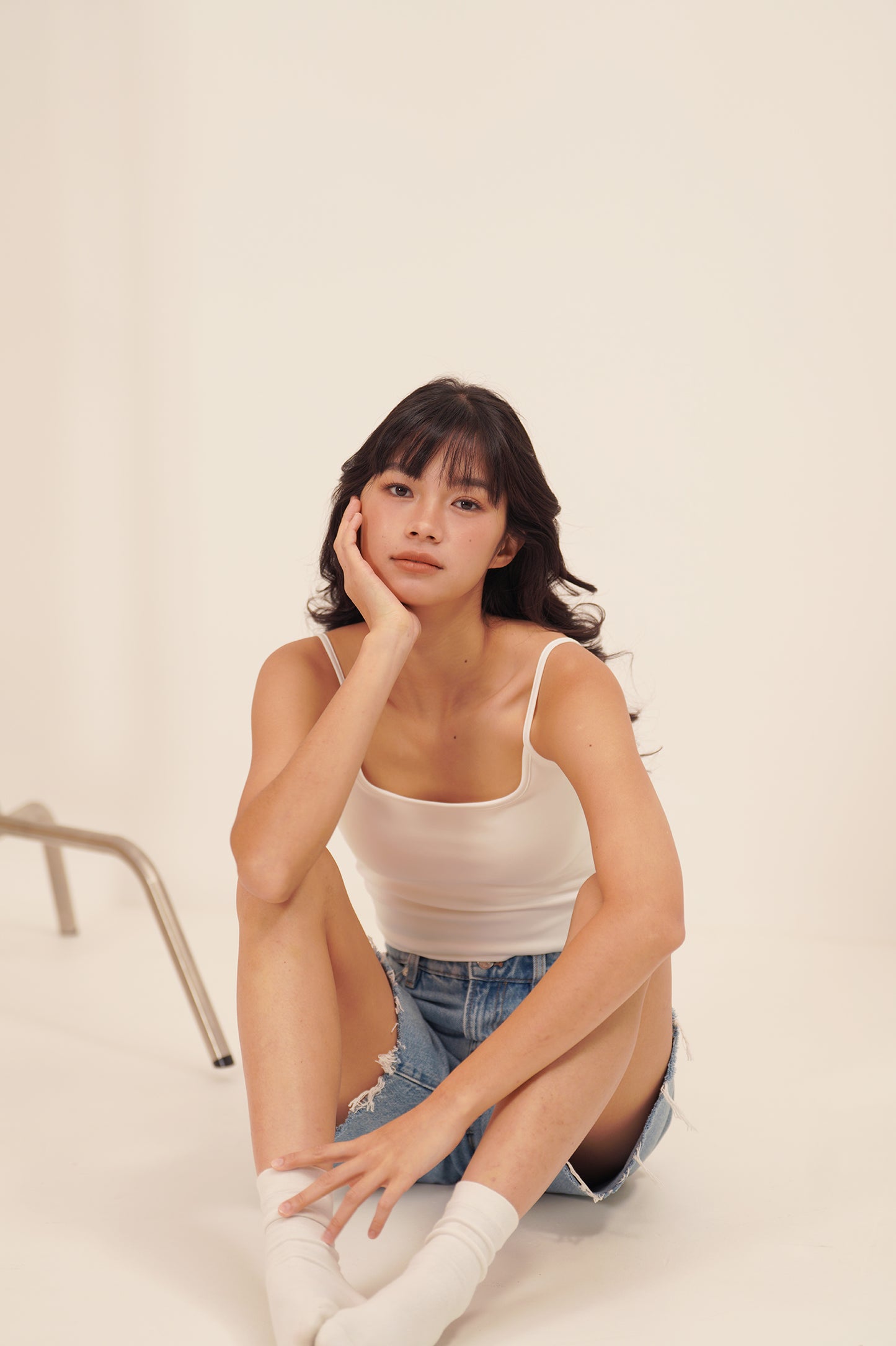 HUG ME STRAP TANK white