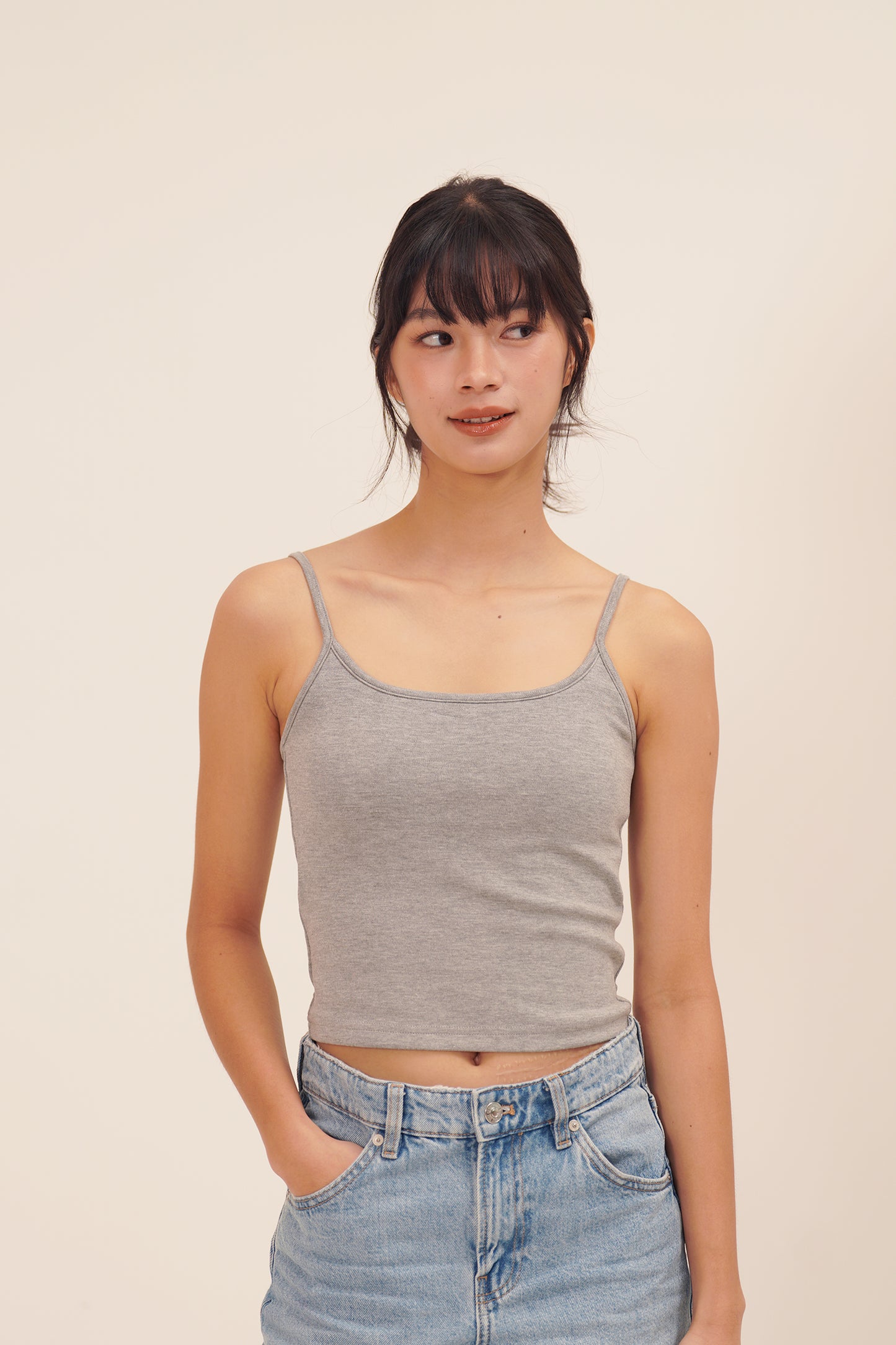 HUG ME STRAP TANK grey