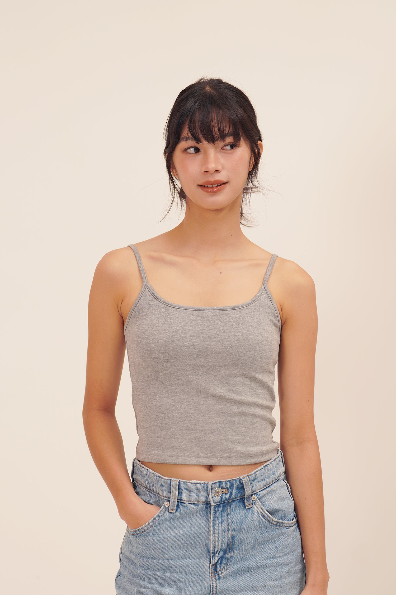 HUG ME STRAP TANK grey