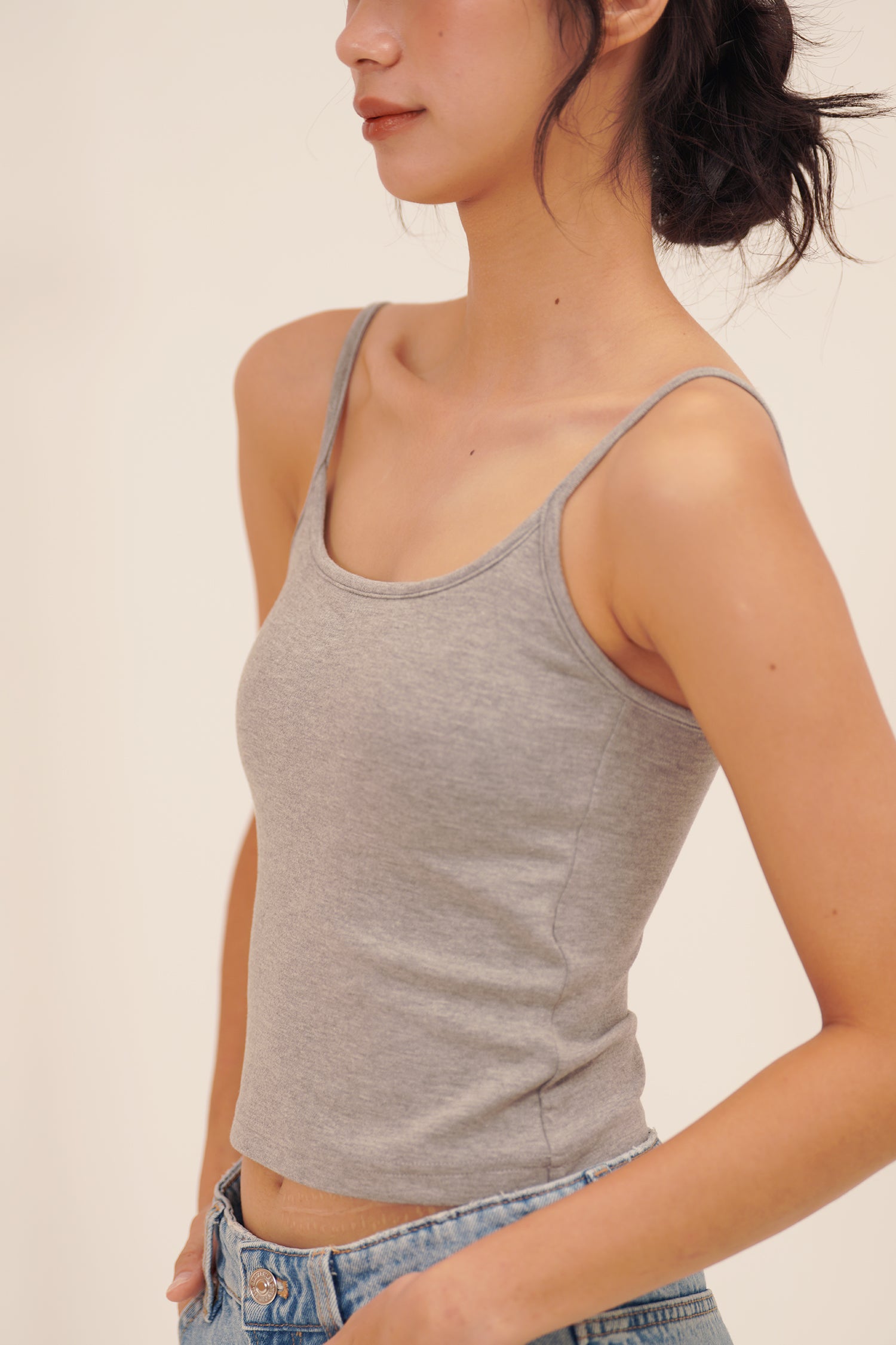 HUG ME STRAP TANK grey