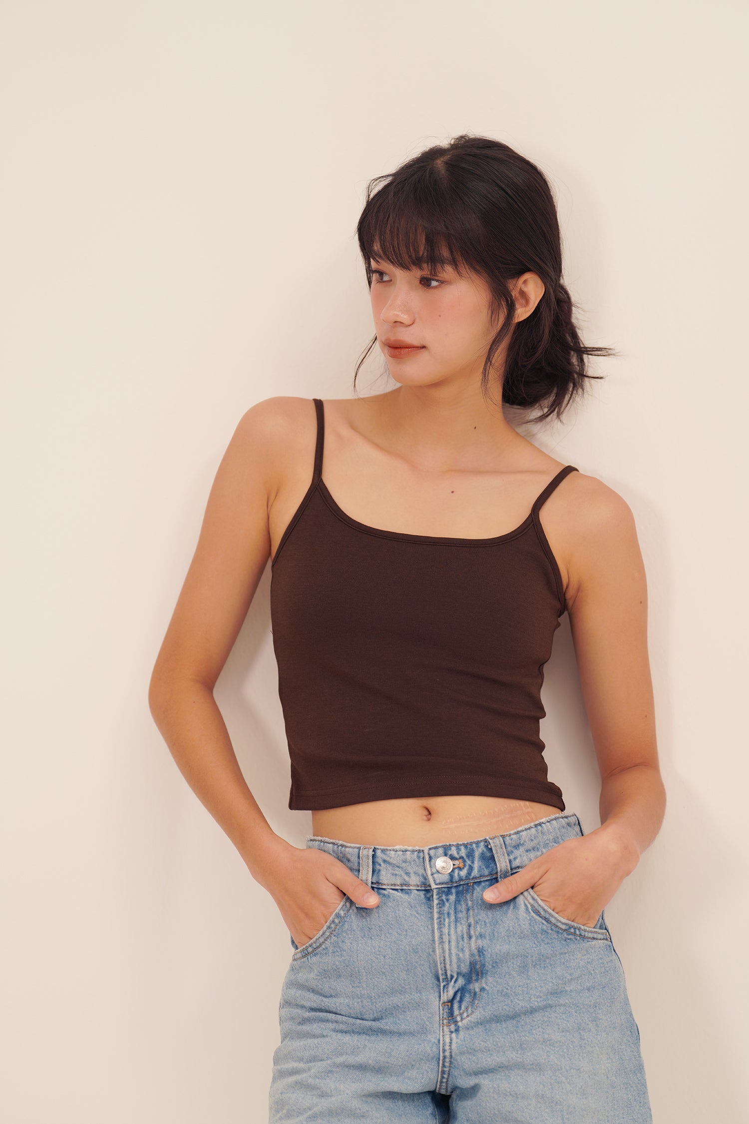 HUG ME STRAP TANK brown