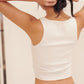 HUG ME CROPPED TANK white