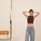 HUG ME CROPPED TANK brown
