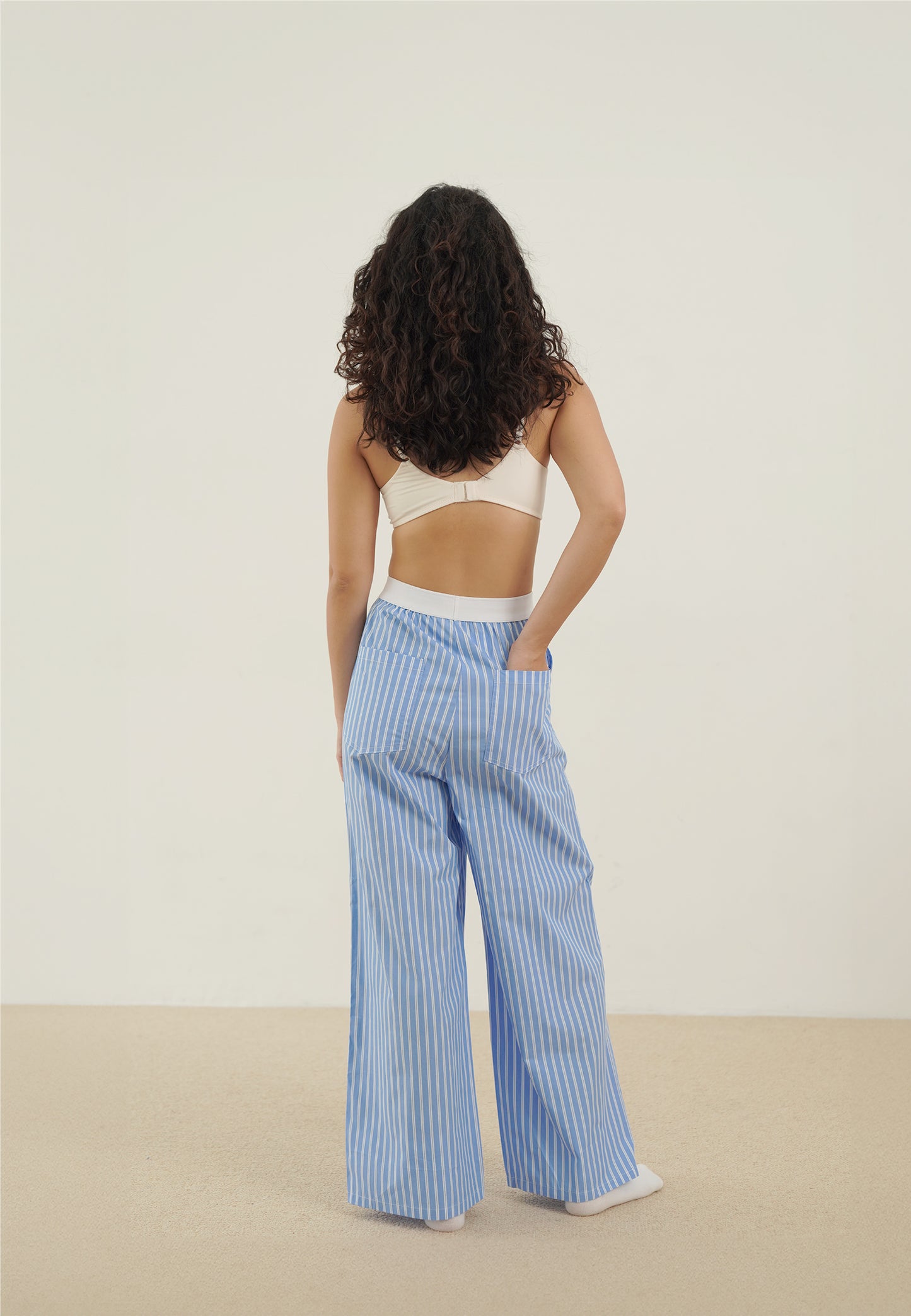 Snuggle Striped Long Pants dark blue