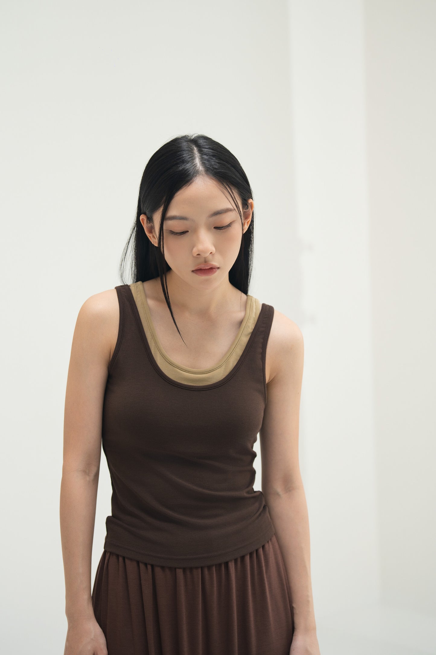 WES x SO | Two Piece Tank Bra Top (Brown / Khaki)