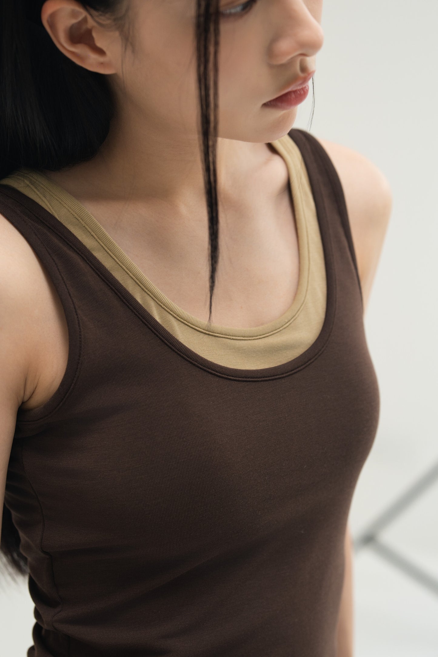 WES x SO | Two Piece Tank Bra Top (Brown / Khaki)