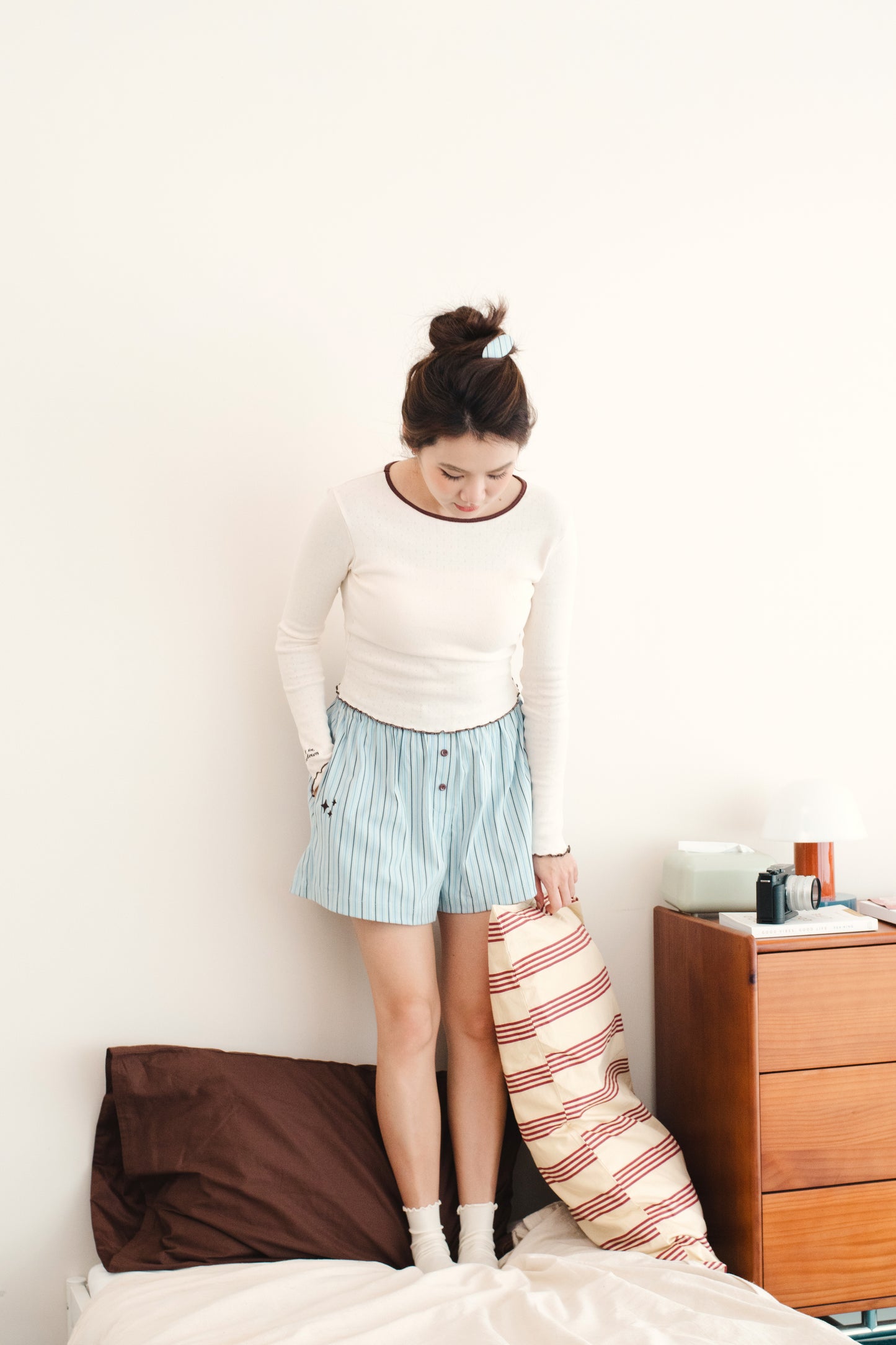 'Stay-in Long Sleeve Top' beige