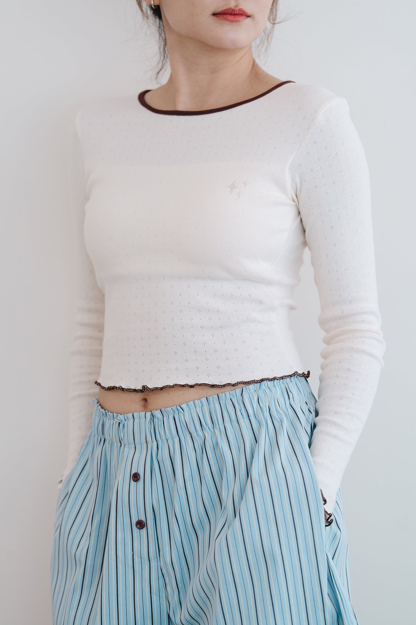 'Stay-in Long Sleeve Top' baby blue