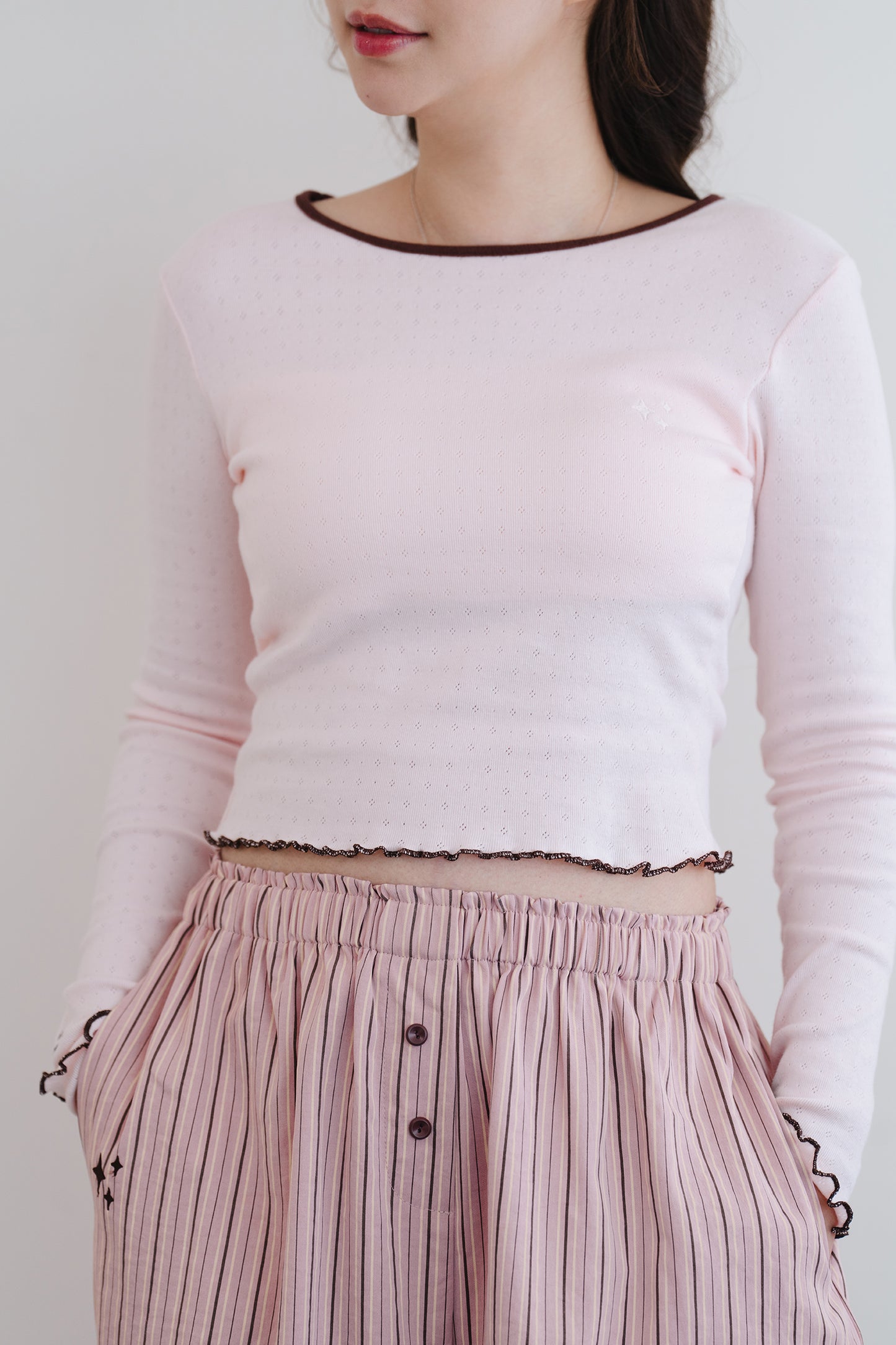 'Stay-in Long Sleeve Top' baby blue