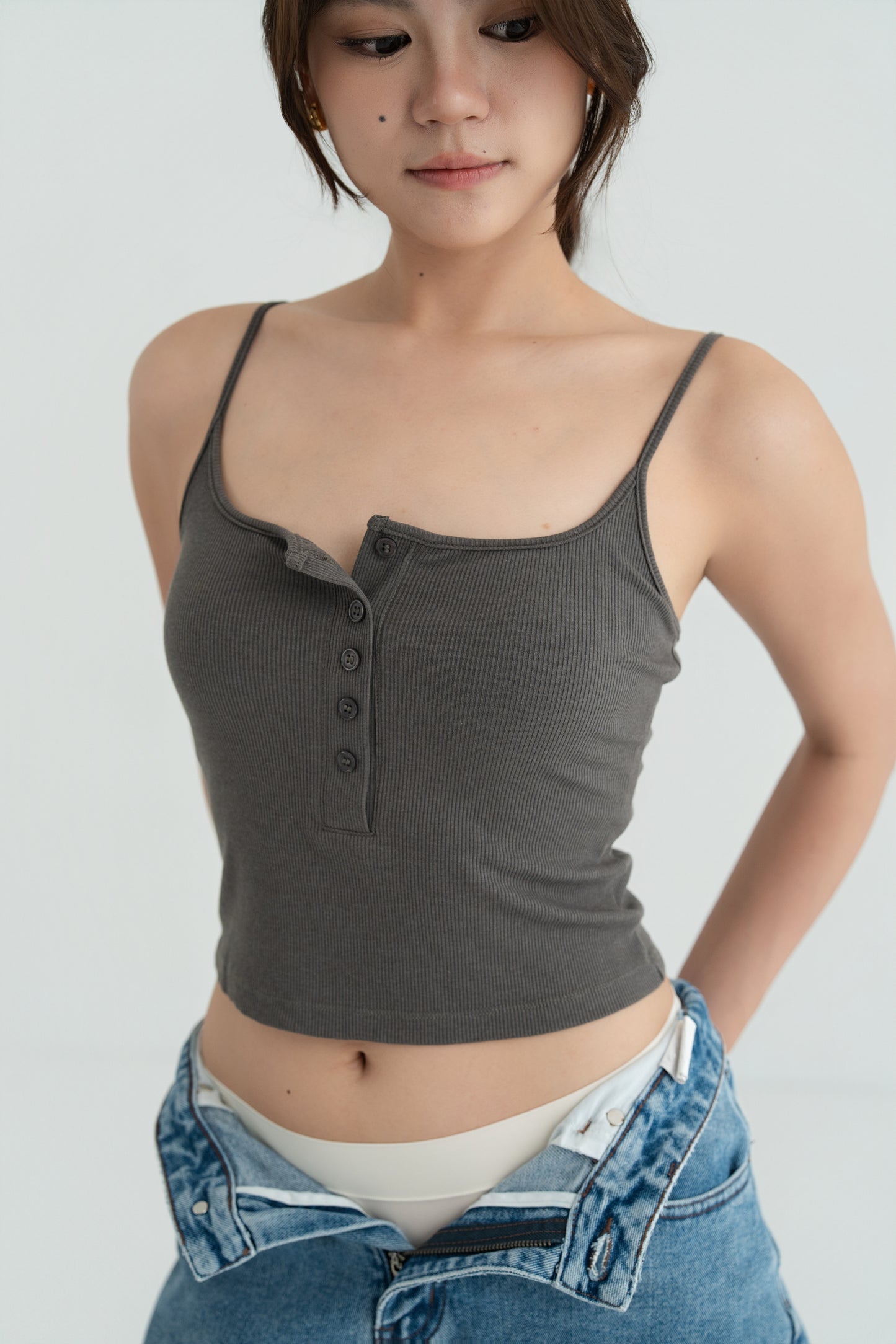 PADDED TANK TOP charcoal
