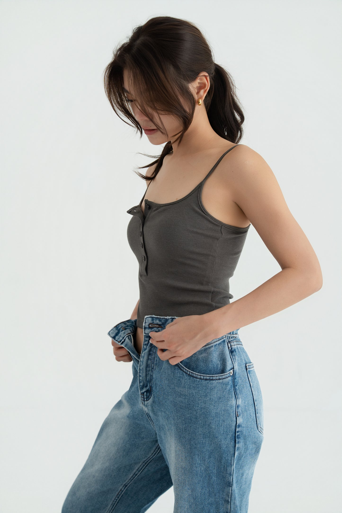 PADDED TANK TOP charcoal